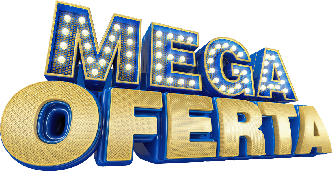 label mega offer with lights in portuguese 3d render